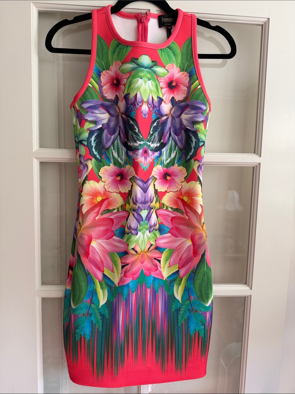 Laundry By Shelli Segal Coral Pink Tropical Floral Sheath Dress